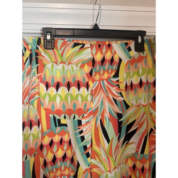 Crown & Ivy Pants Women Size Large Floral Elastic Waist Pull On Cropped Bottoms - Picture 3 of 5